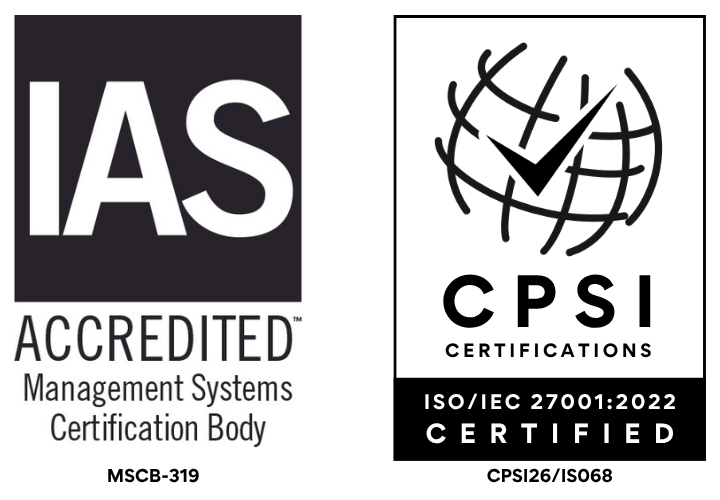 IAS Accredited and CPSI ISO/IEC 27001:2022 Certified logo