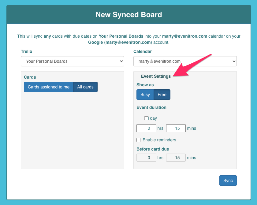 Creating Sync Rules Trello Cronofy Docs